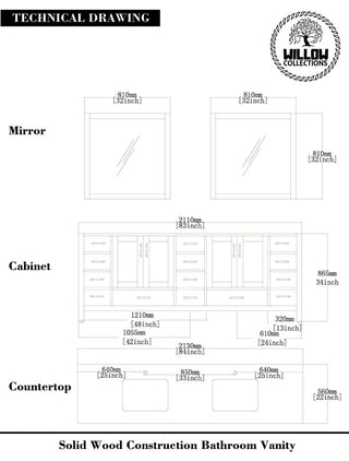 Malibu Mango 84 Double Sink Bath Vanity in Natural 1.5" White Quartz