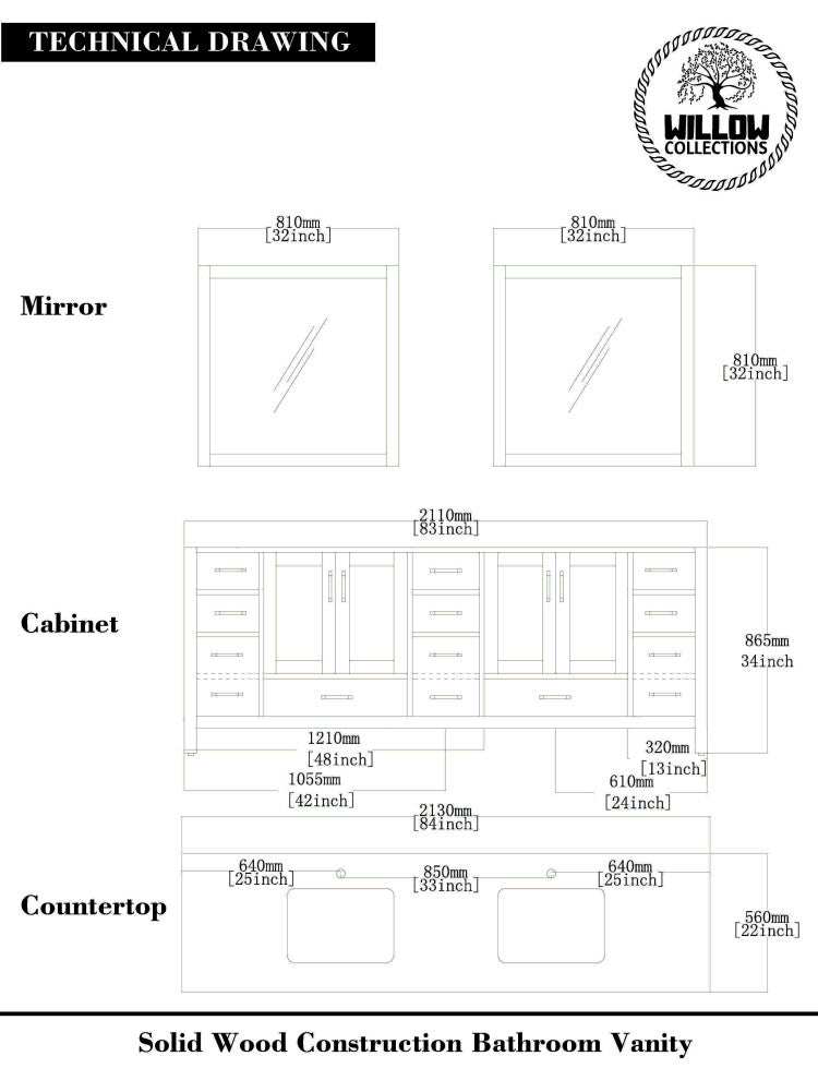 Malibu Mango 84 Double Sink Bath Vanity in Natural 1.5" White Quartz