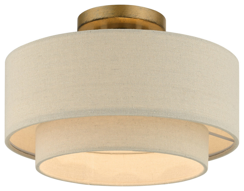 Bellingham 1-Light Antique Gold Leaf Medium Semi-Flush