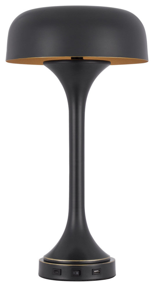 Benzara BM280522 Emma 22" Desk Lamp, 2 USB, 1Type C Charging Port, Dark Bronze