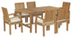 Marina 7 Piece Outdoor Patio Teak Outdoor Dining Set, Natural White