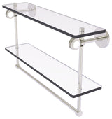 Clearview 22" Double Glass Shelf, Towel Bar and Dotted Accents, Satin Nickel
