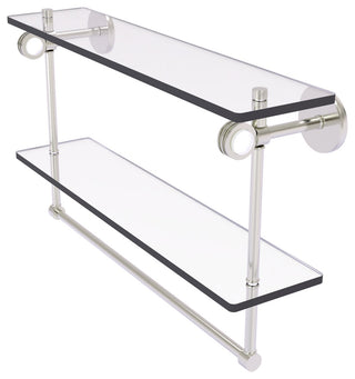 Clearview 22" Double Glass Shelf, Towel Bar and Dotted Accents, Satin Nickel