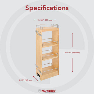 Wood Wall Cabinet Pull Out Organizer for 30" H Cabinets With BB Soft Close, 6.5"