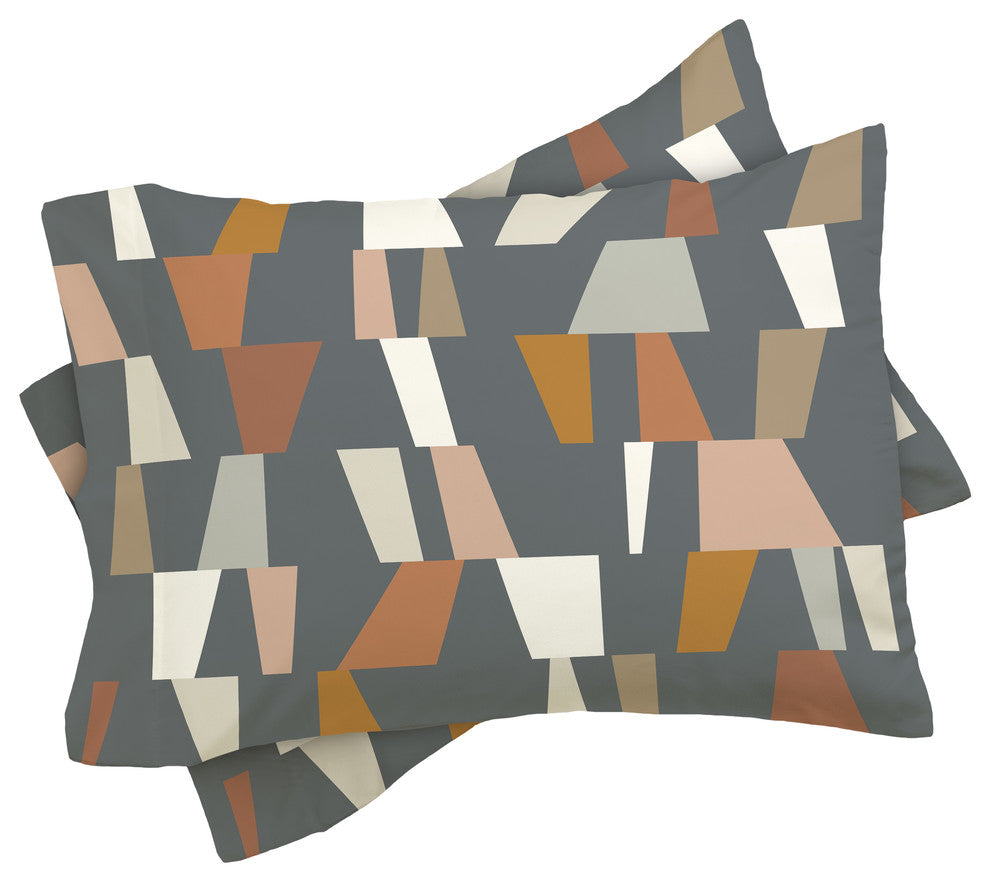 The Old Art Studio Neutral Geometric 02 Duvet Cover Set, Queen