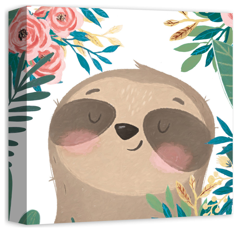 Bashful Sloth 12x12 Canvas Wall Art