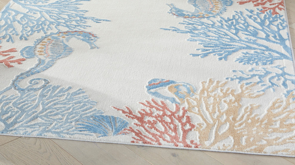 Nourison Pompeii 5'3" x 7'3" Ivory/Multi Nature-inspired Indoor Rug