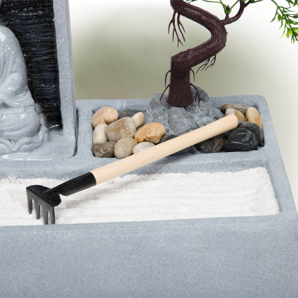 Buddha Bonsai Garden Tabletop Fountain with LED Light