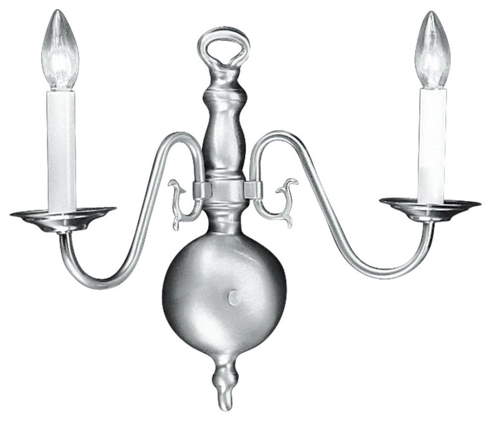 Livex 5002-91 2-Light Brushed Nickel Wall Sconce, Brushed Nickel