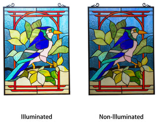CHLOE Lighting Bluejay Tiffany Animal Window Panel