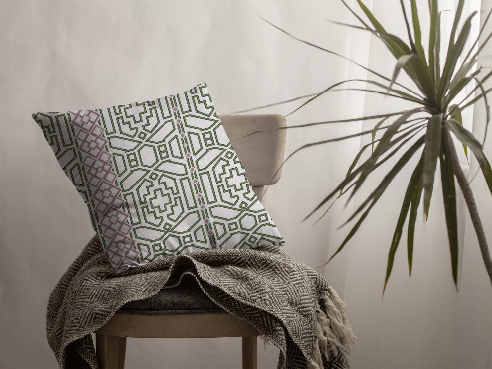 20" White Bird Maze Zippered Throw Pillow