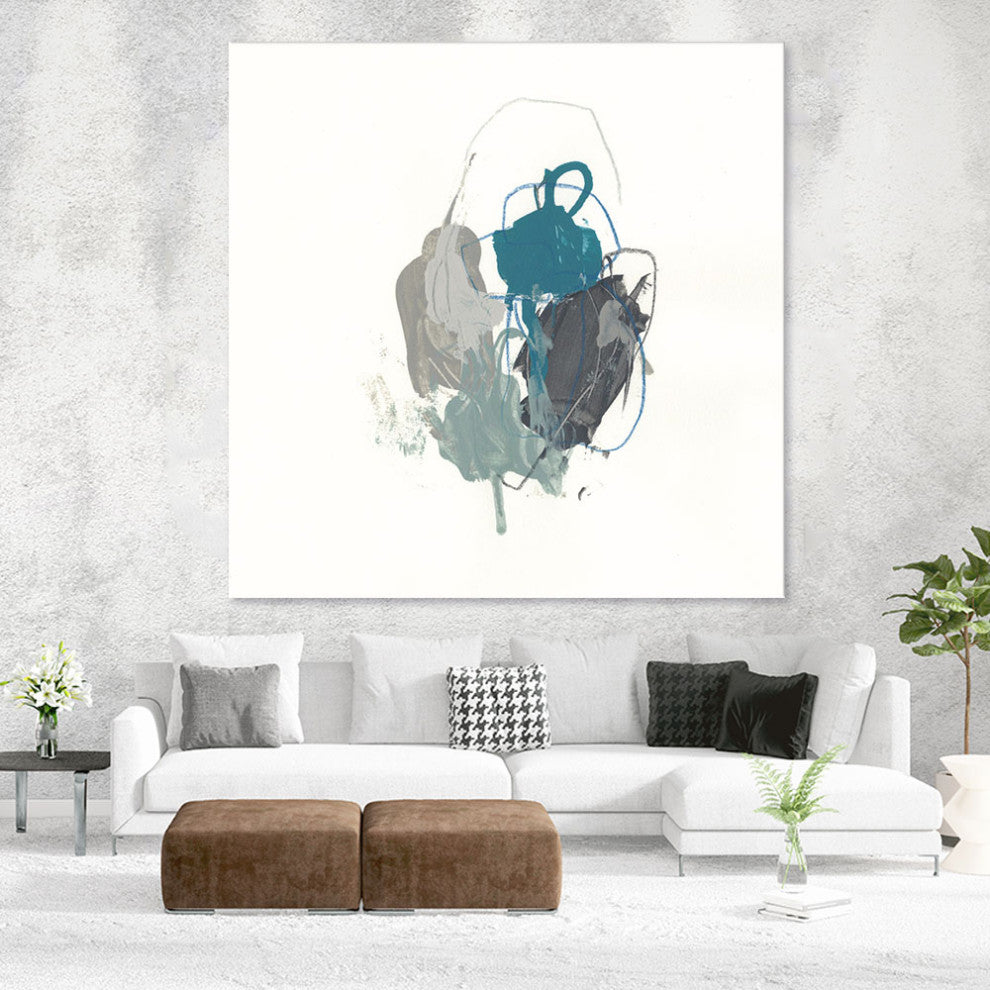 "Teal Gesture I" Fine Art Giant Canvas Print, 84"x84"