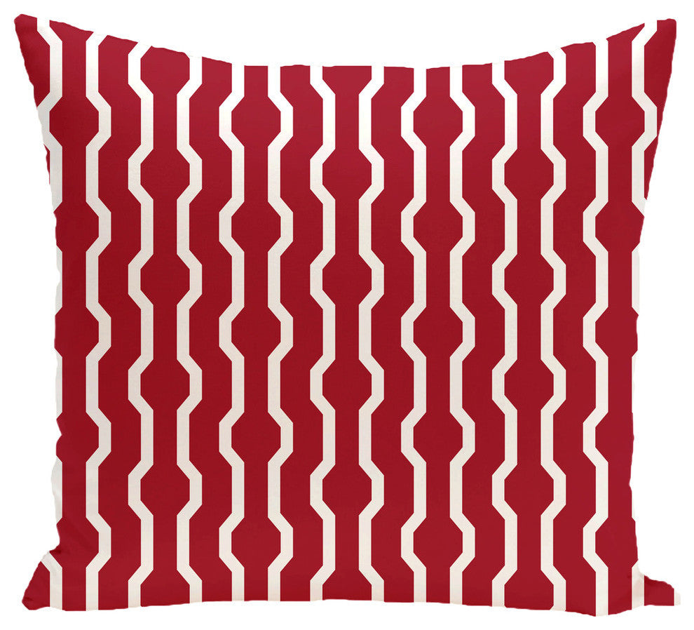 Nuts And Bolts, Decorative Geometric Print Pillow, Red, 18"x18"