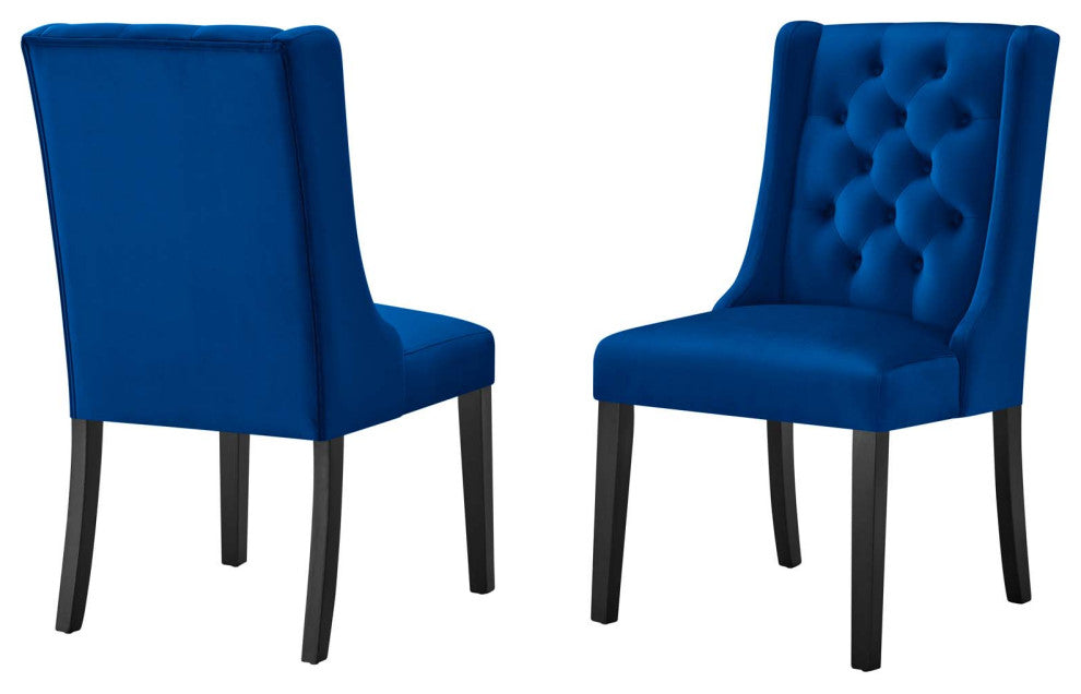 Side Dining Chair, Set of 2, Blue Navy, Velvet, Modern, Cafe Bistro Hospitality