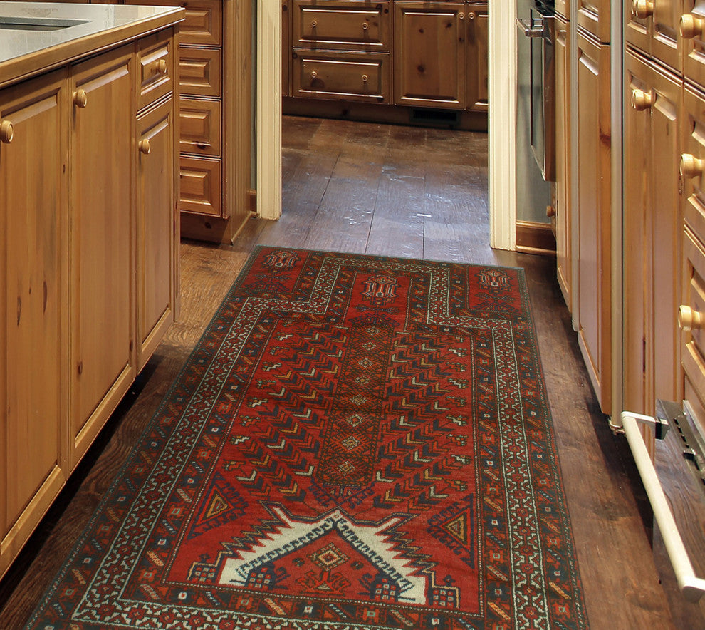 Vintage Distressed Robyn Rust/Blue Rug, 3'9x6'5