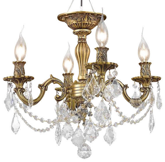 Elegant Rosalia Flush Mount, French Gold Finish With Royal Cut Crystal