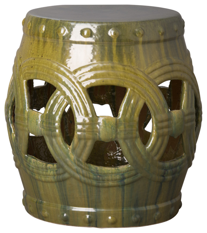 Eternity Tea Green Round Ceramic 21" Garden Stool