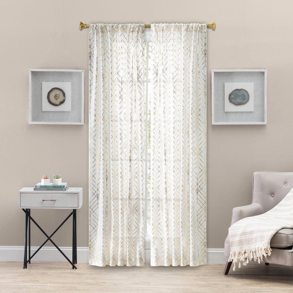 Deco Crushed Taffeta Tailored Panel, Gold, 48" X 63"