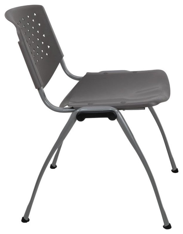 Hercules Series Capacity Plastic Stack Chair With Titanium Frame, Gray