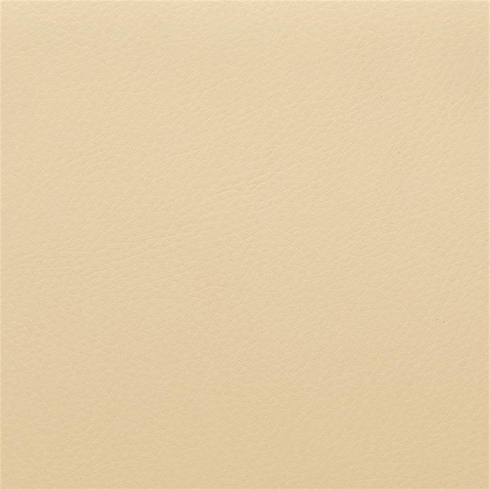 Armen Living London 46"H Faux Leather Swivel Barstool in Cream/Walnut Back