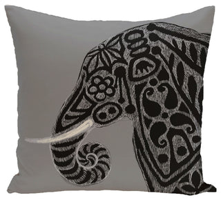 Inky Animal Print Pillow, Gray, 16"x16"