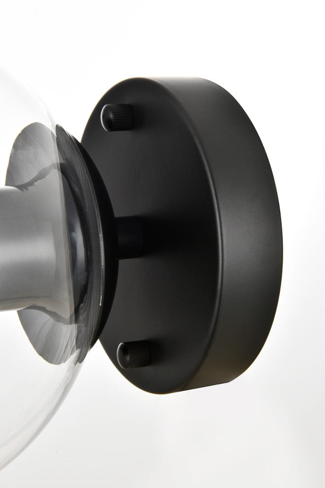 1 Light Black And Clear Bath Sconce