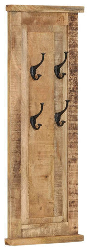 vidaXL Coat Racks Wall Mounted Clothes Rack Hook Hanger 2 Pcs Solid Wood Mango