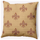 20" x 20" Fleur de Lis Indoor/Outdoor Polyester Throw Pillow, Pale Gold