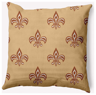 20" x 20" Fleur de Lis Indoor/Outdoor Polyester Throw Pillow, Pale Gold