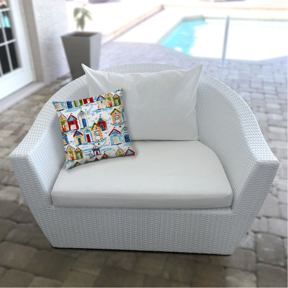 Blue Beach House Indoor Outdoor Sewn Throw Pillow