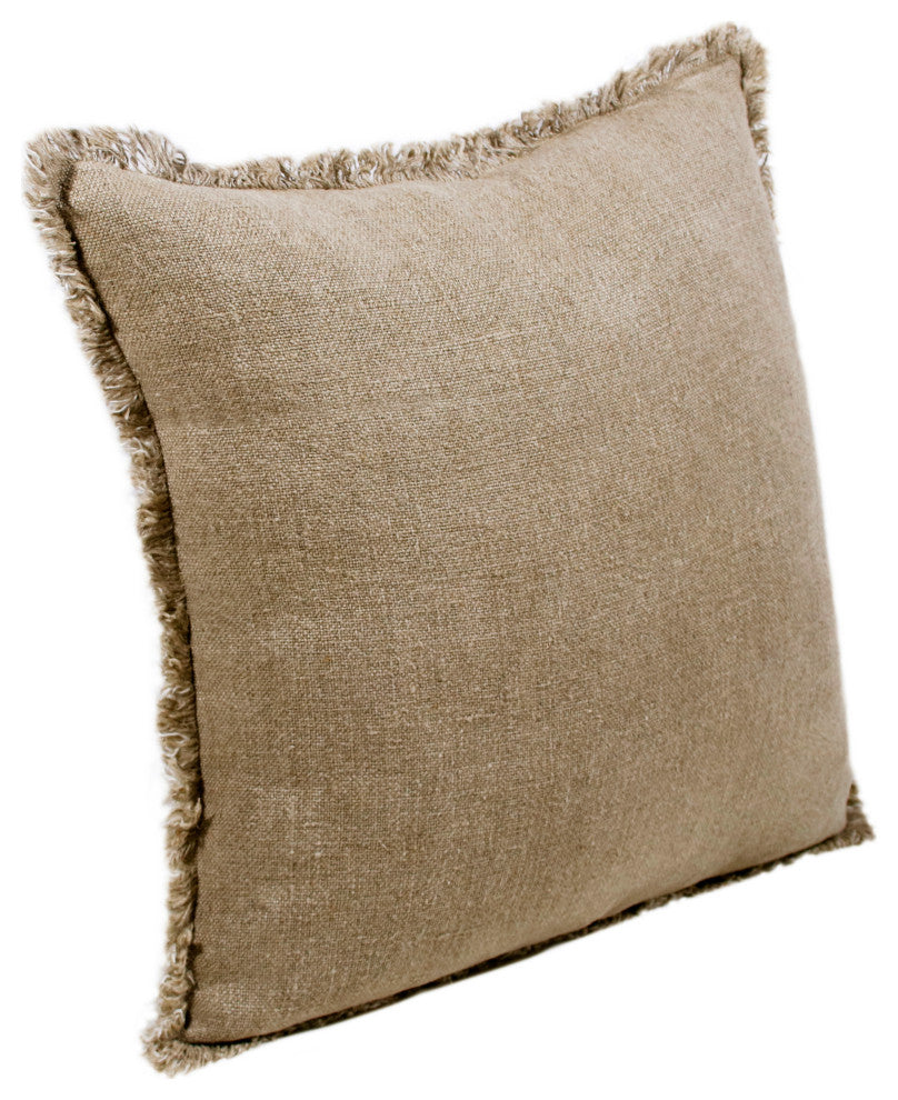 Estate Hand-Woven Ivory Farmhouse Linen Throw Pillow