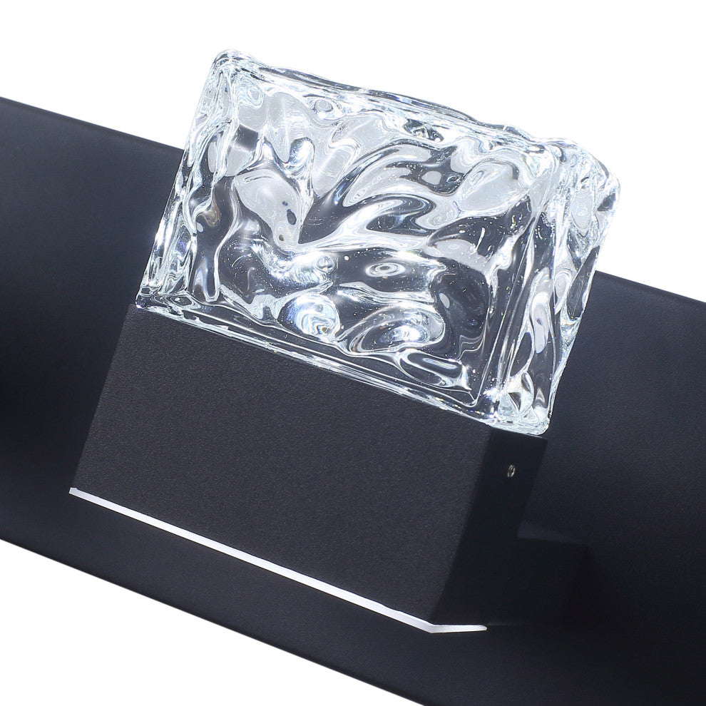 3-Light Vintage Shaped Glass Wall Light Bathroom Vanity Lighting Fixture, Black