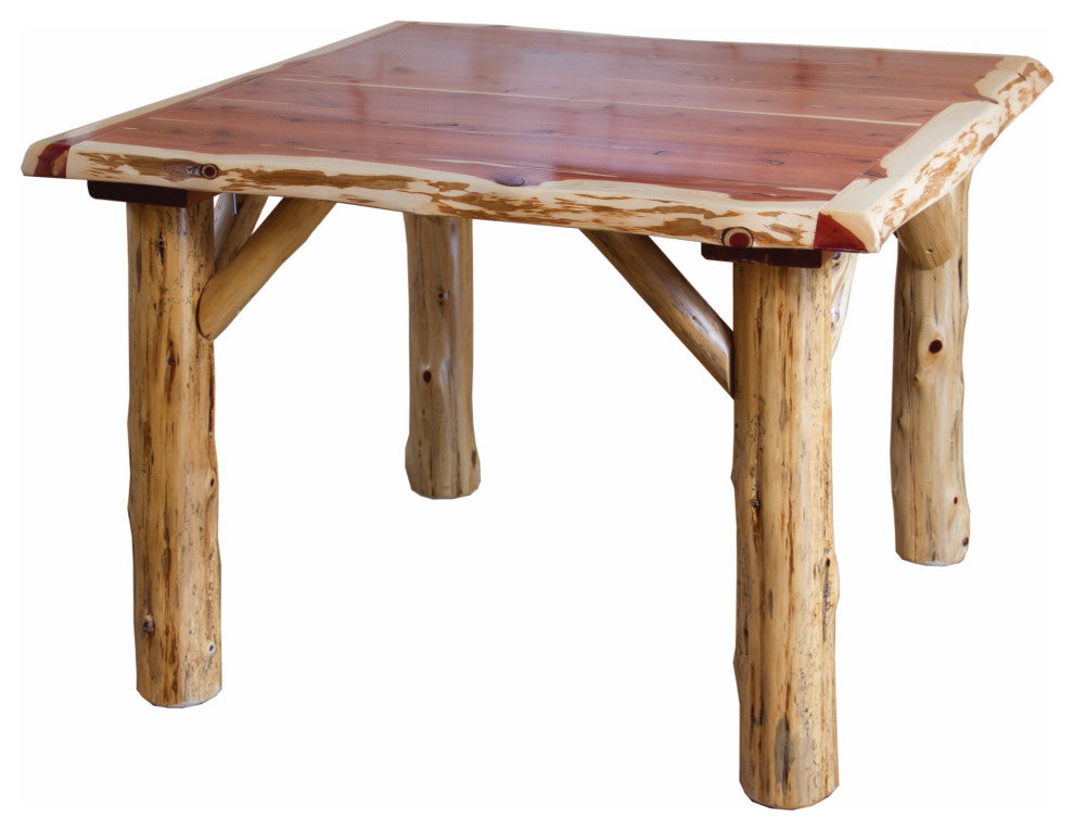 Red Cedar Log Solid Top Family Dining Table, 42" X 42"