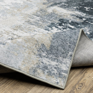 Sasha Abstract Shadows Machine Washable Grey/Ivory Area Rug Mat 2' x 3'