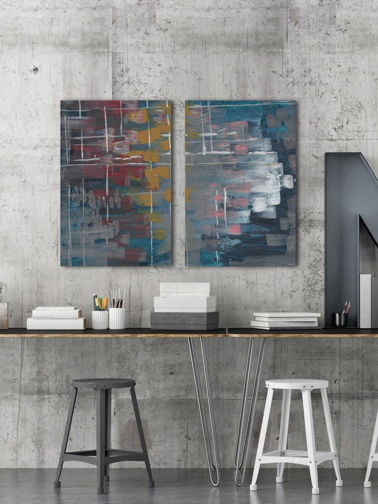 Multi-Color Strokes Diptych, 24"x18"