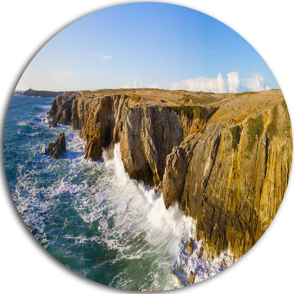 Cote Sauvage Bretagne France, Seascape Large Disc Metal Wall Art, 23"