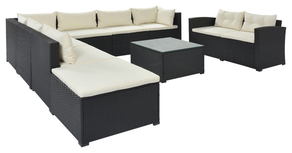 9-Piece Outdoor Wicker Reversible Patio Sectional Sofa With Cushions