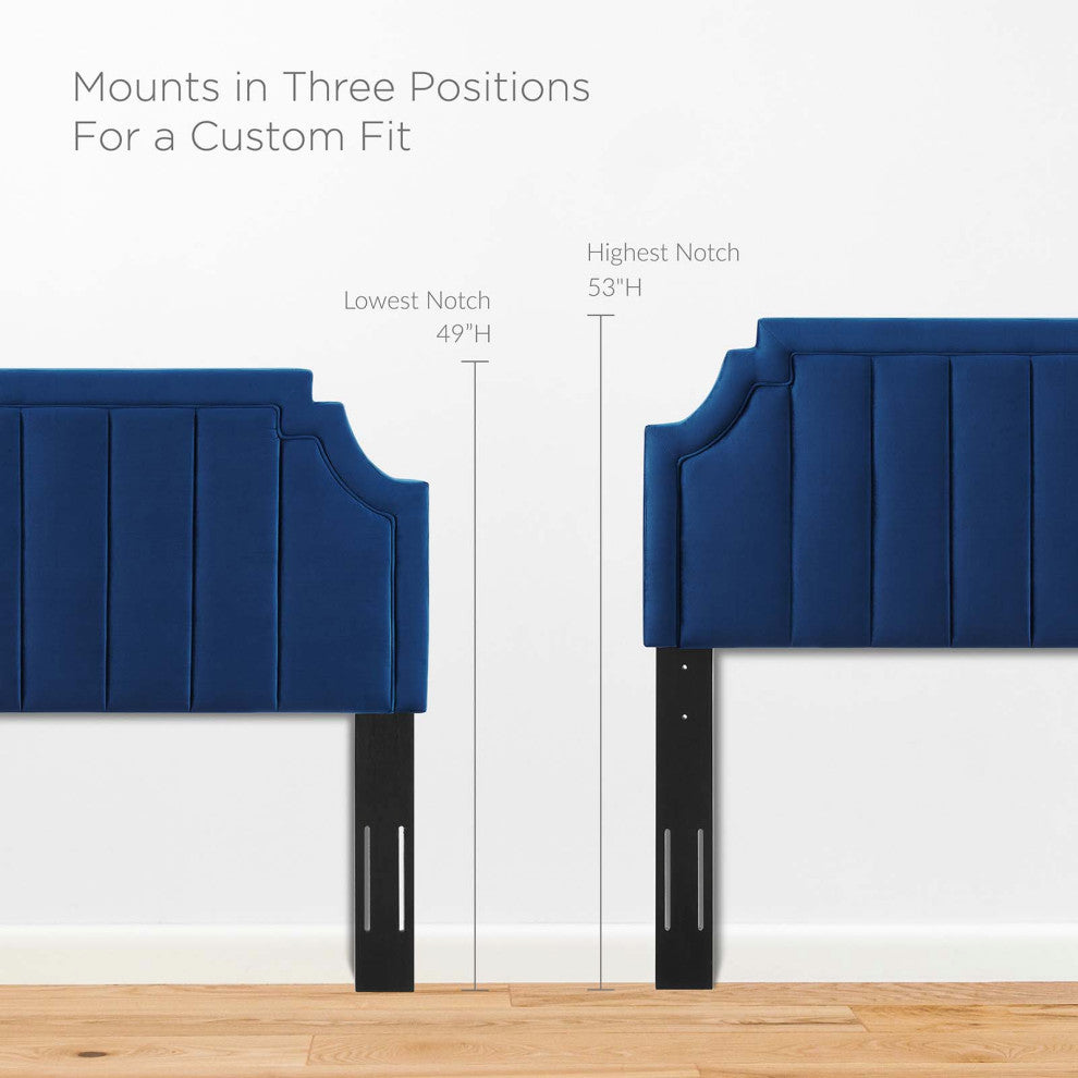 Platform Bed Frame, King Size, Velvet, Blue Navy, Modern Contemporary, Bedroom