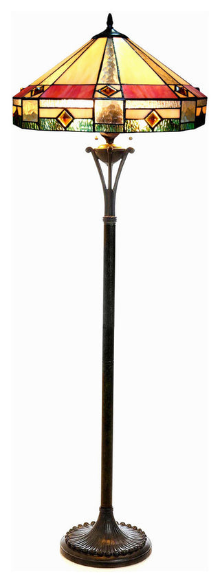 RIDLEY, Tiffany-Style 2 Light Mission Floor Lamp, 18" Shade