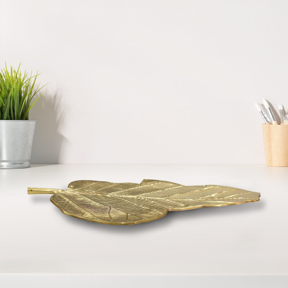 Handmade Decorative Aluminium Tray, Gold Color Coated