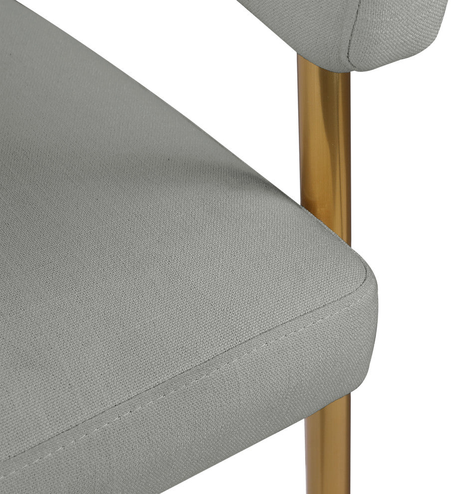 Creston Durable Linen Textured Fabric Upholstered Dining Chair, Grey