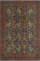 Fine Vintage Distressed Nasira Red/Navy Rug, 4'5 x 6'7