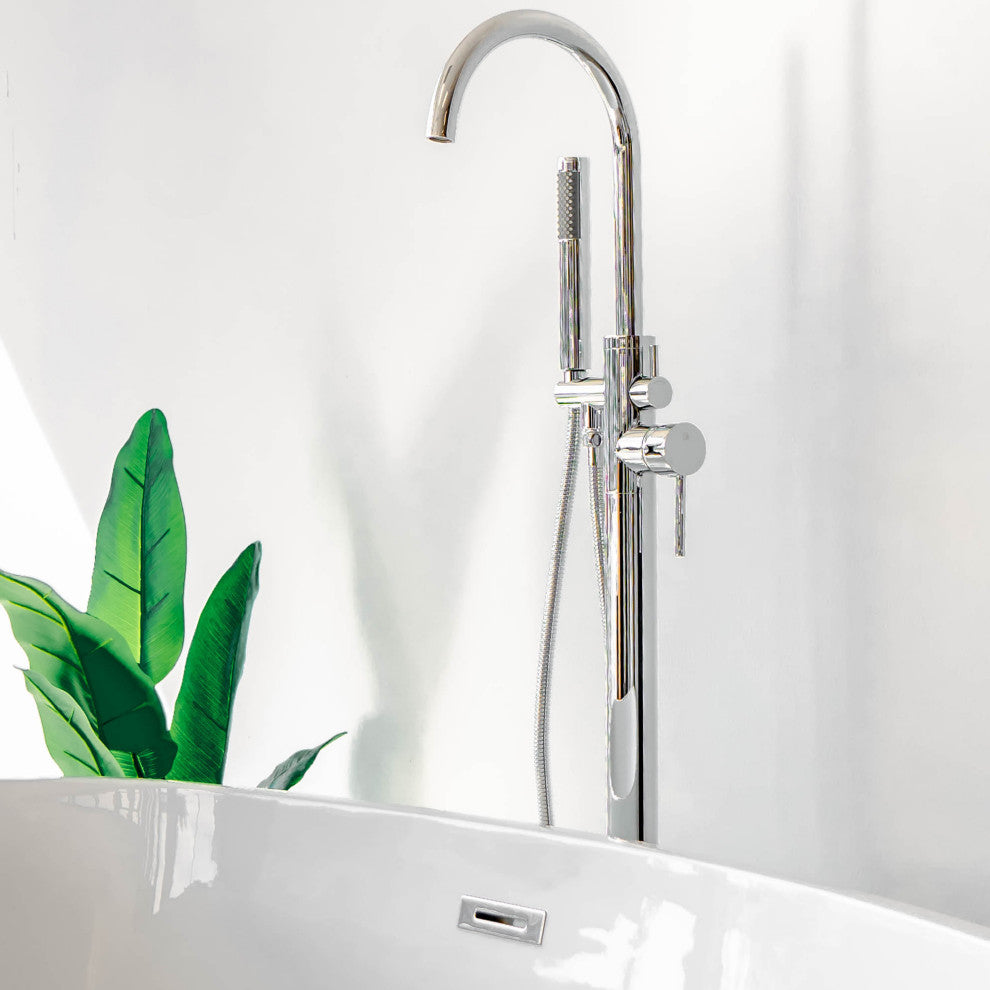 SevenFalls 8017 Single Handle Floor Mounted Tub Filler with Handheld Shower