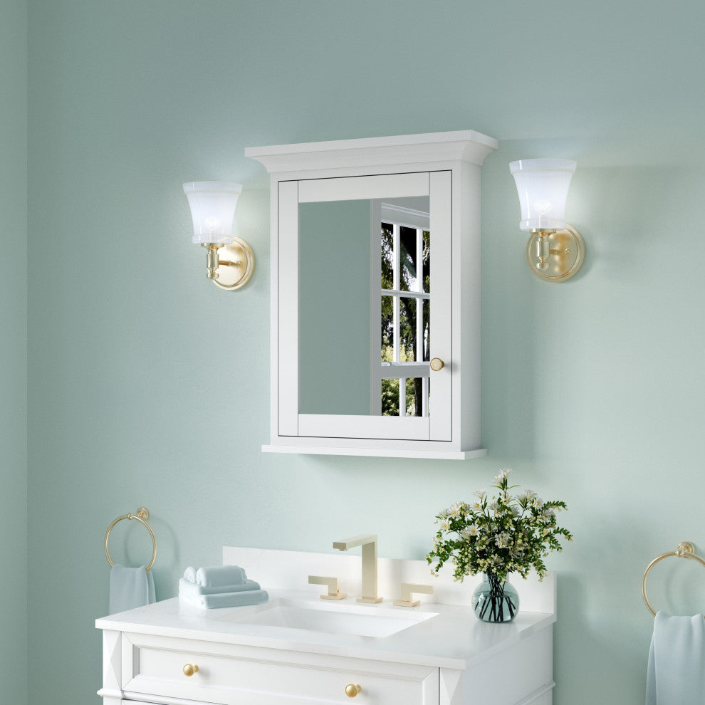 Handmade Solid Wood Medicine Cabinet with Ample Storage Space in White, 24"x30"