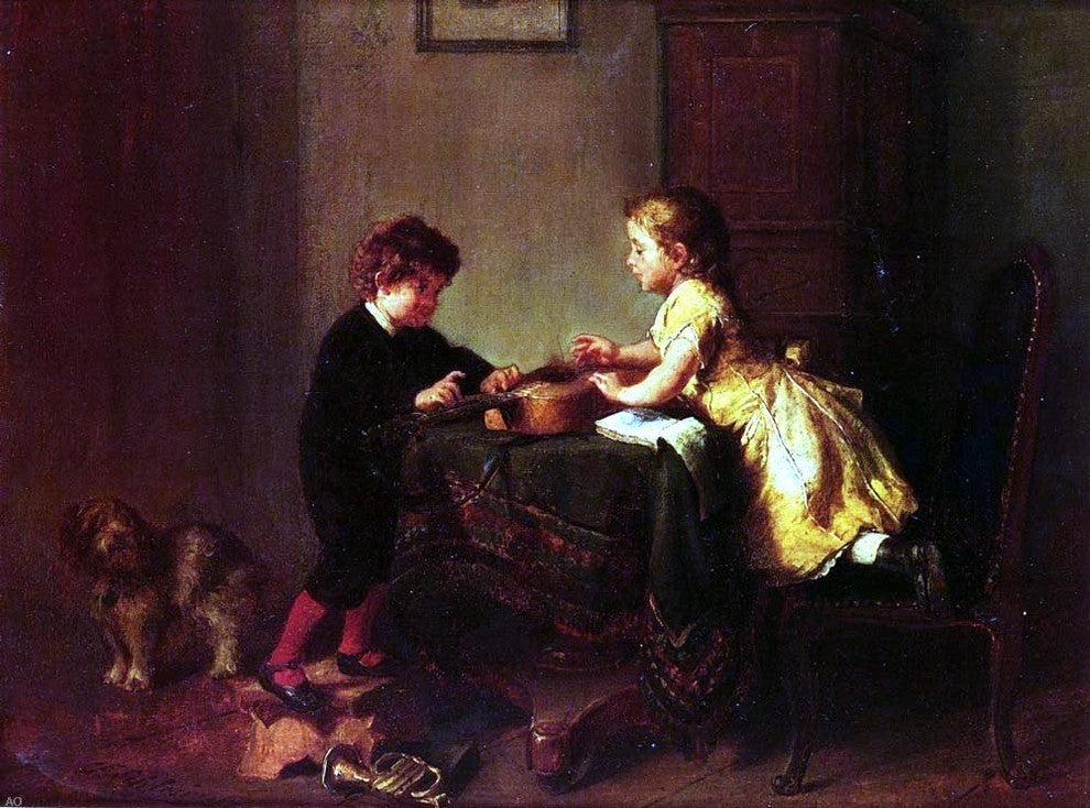 Felix Schlesinger Children Playing With a Guitar Wall Decal