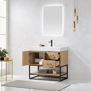 Alistair Vanity, North American Oak, Matte Black Hardware, 36", With Mirror