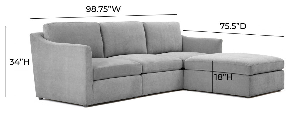 Aiden Gray Modular Small Chaise Sectional - Grey
