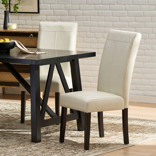GDF Studio Emilia Pu Leather Dining Chairs, Set of 2, Ivory
