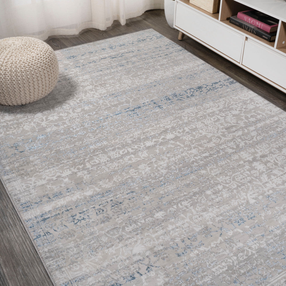 Tidal Modern Strie' Area Rug, Gray/Blue, 4 X 6