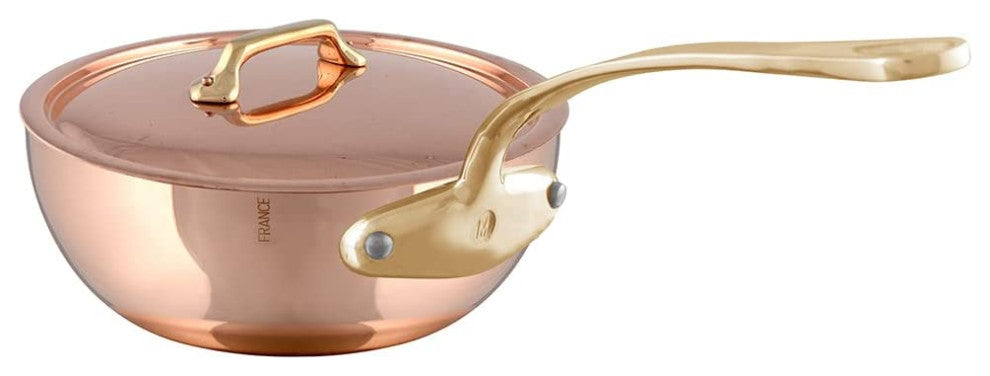 Mauviel M''200 B Copper Splayed Curved Sautepan With Brass Handle, 2.1-qt